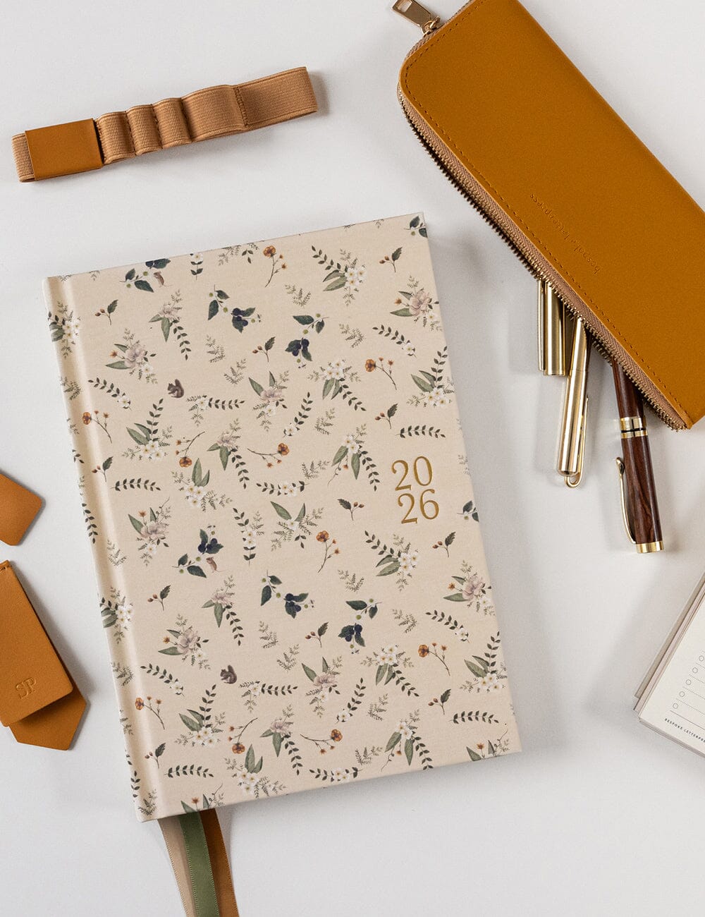 2026 Desktop Linen Bound Planner - Button Fern - Image 9