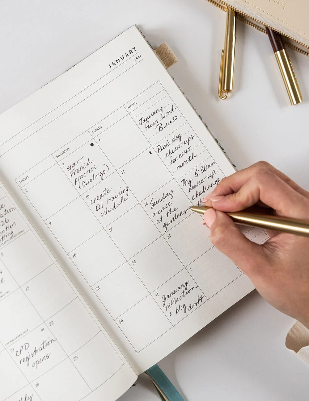 2026 Desktop Linen Bound Planner - Ivory Garden - Image 8