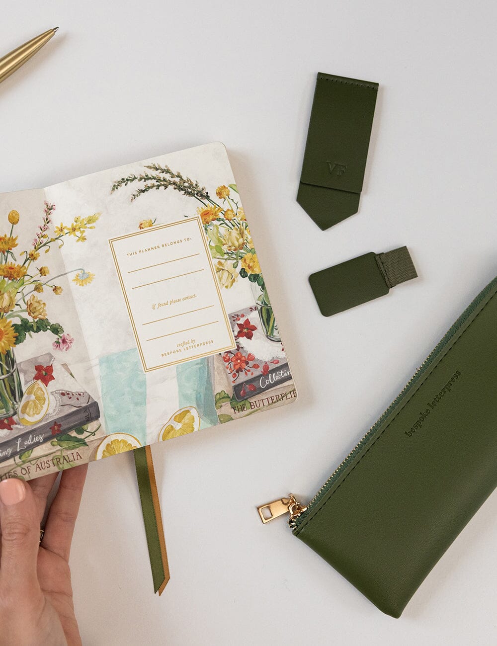 Adhesive Rectangle Pen Loop - Olive Green - Image 6