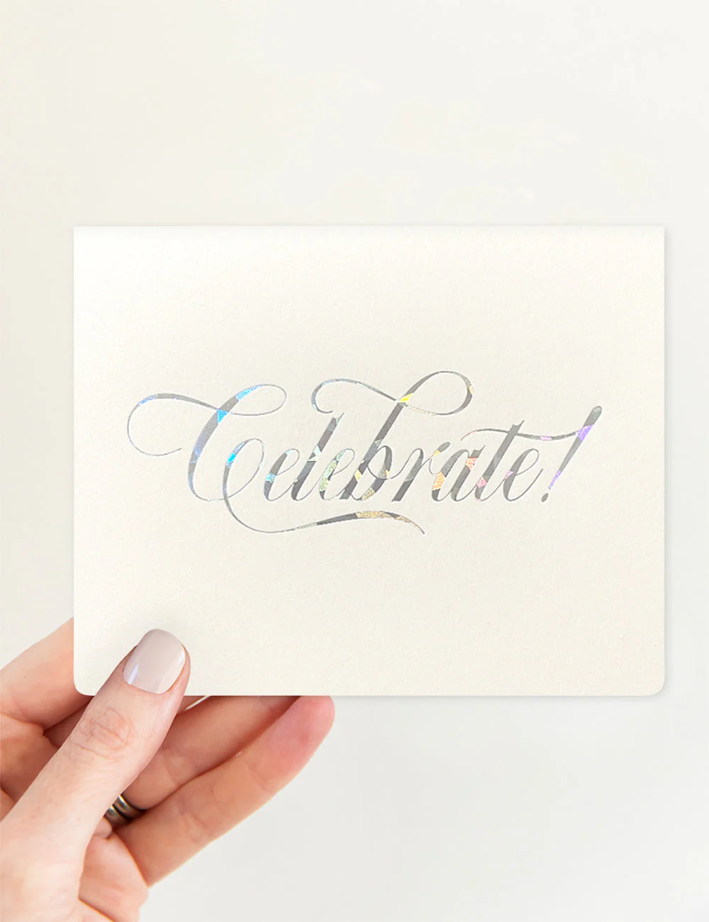 Celebrate Silver Holographic Greeting Card - Image 3