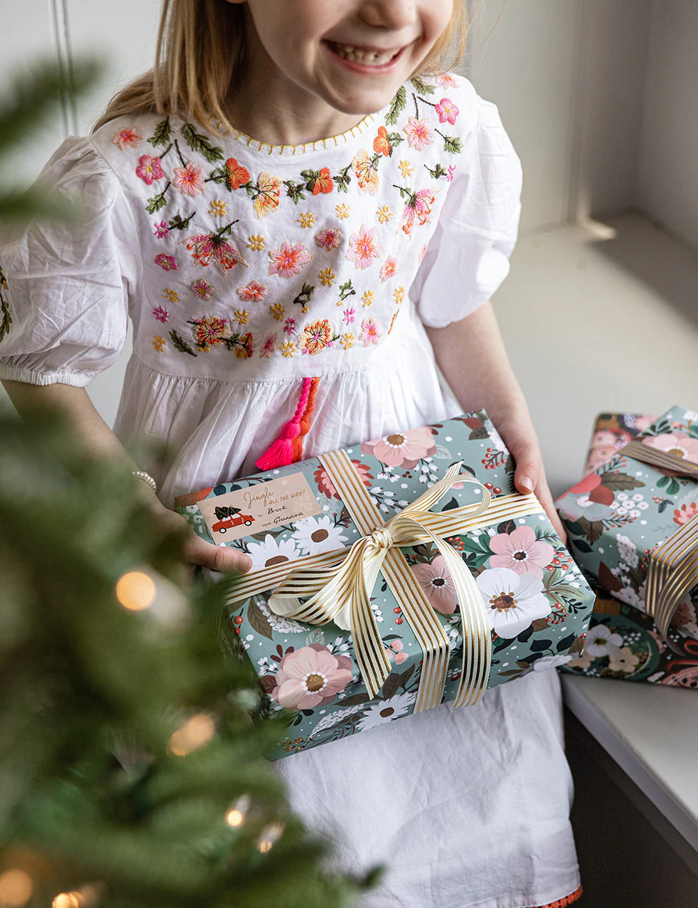 Cream Gold Foil Striped Ribbon - 10 metres - Image 10