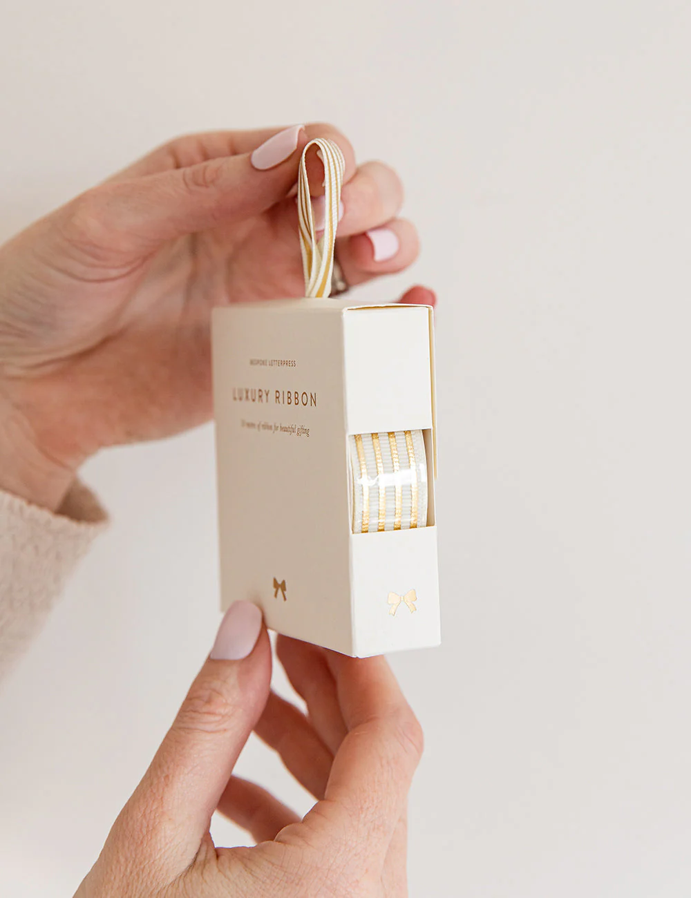 Cream Gold Foil Striped Ribbon - 10 metres - Image 15