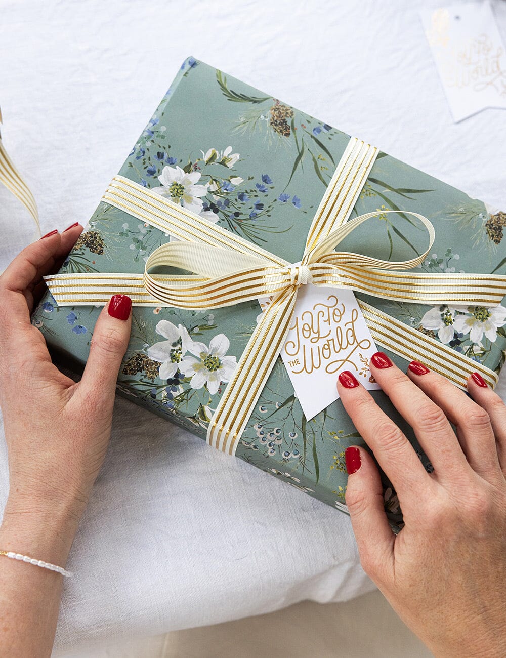 Cream Gold Foil Striped Ribbon - 10 metres - Image 17