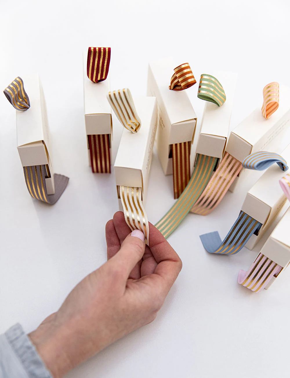 Cream Gold Foil Striped Ribbon - 10 metres - Image 3