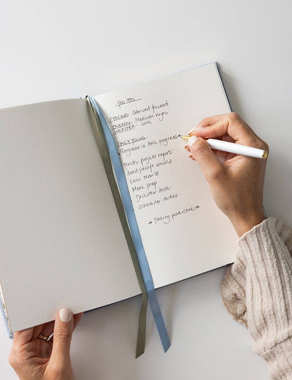 Linen Bound Journal - Luna Blue (Bullet Journal) - Image 3