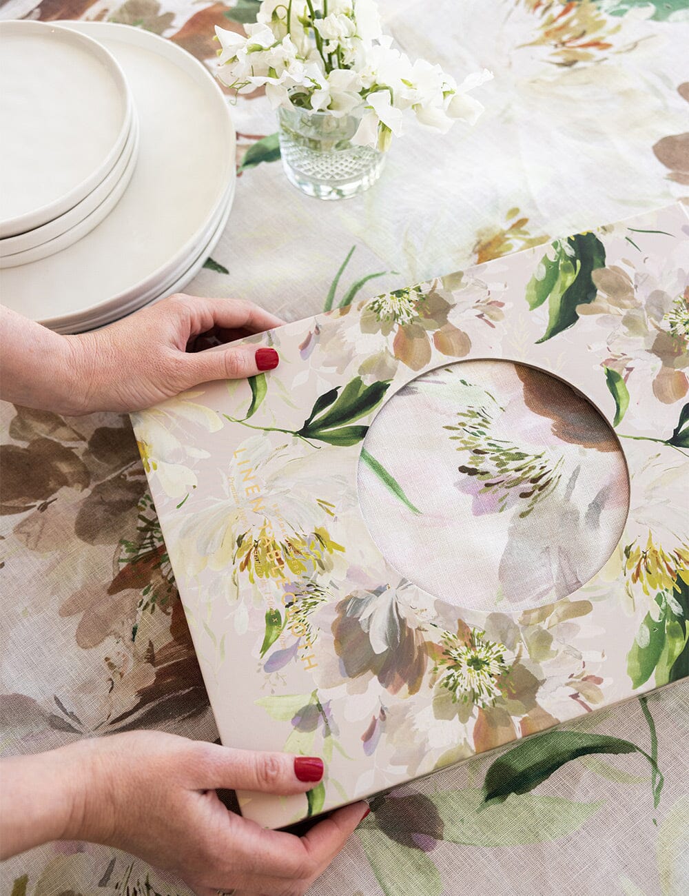 Peony Study Linen Tablecloth - Image 10