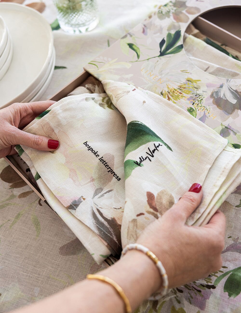 Peony Study Linen Tablecloth - Image 3