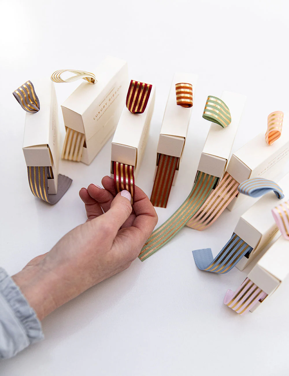 Red Gold Foil Striped Ribbon - 10 metres - Image 4