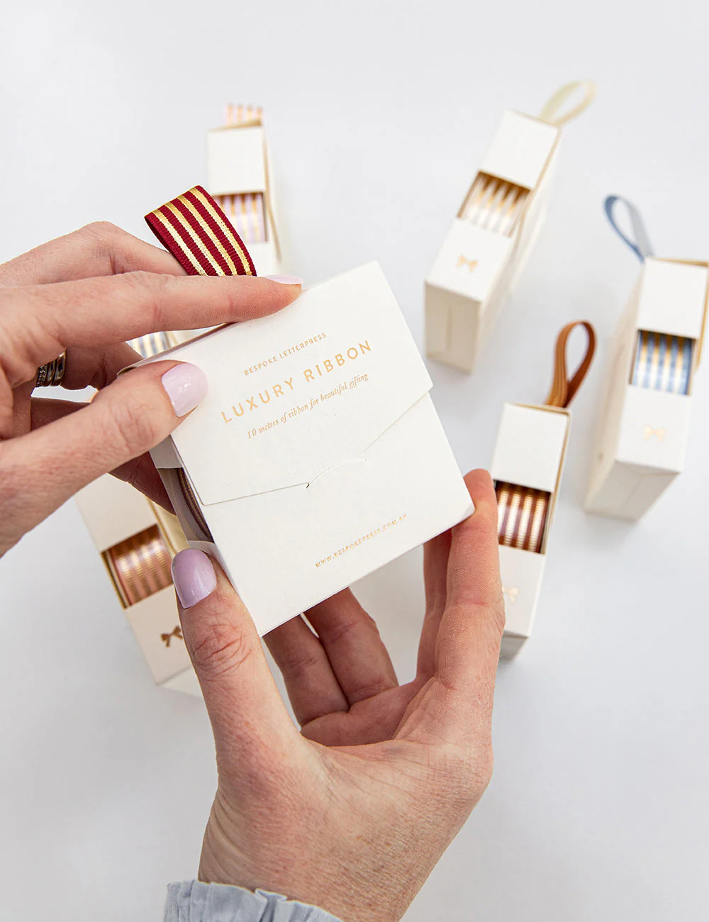 Red Gold Foil Striped Ribbon - 10 metres - Image 7