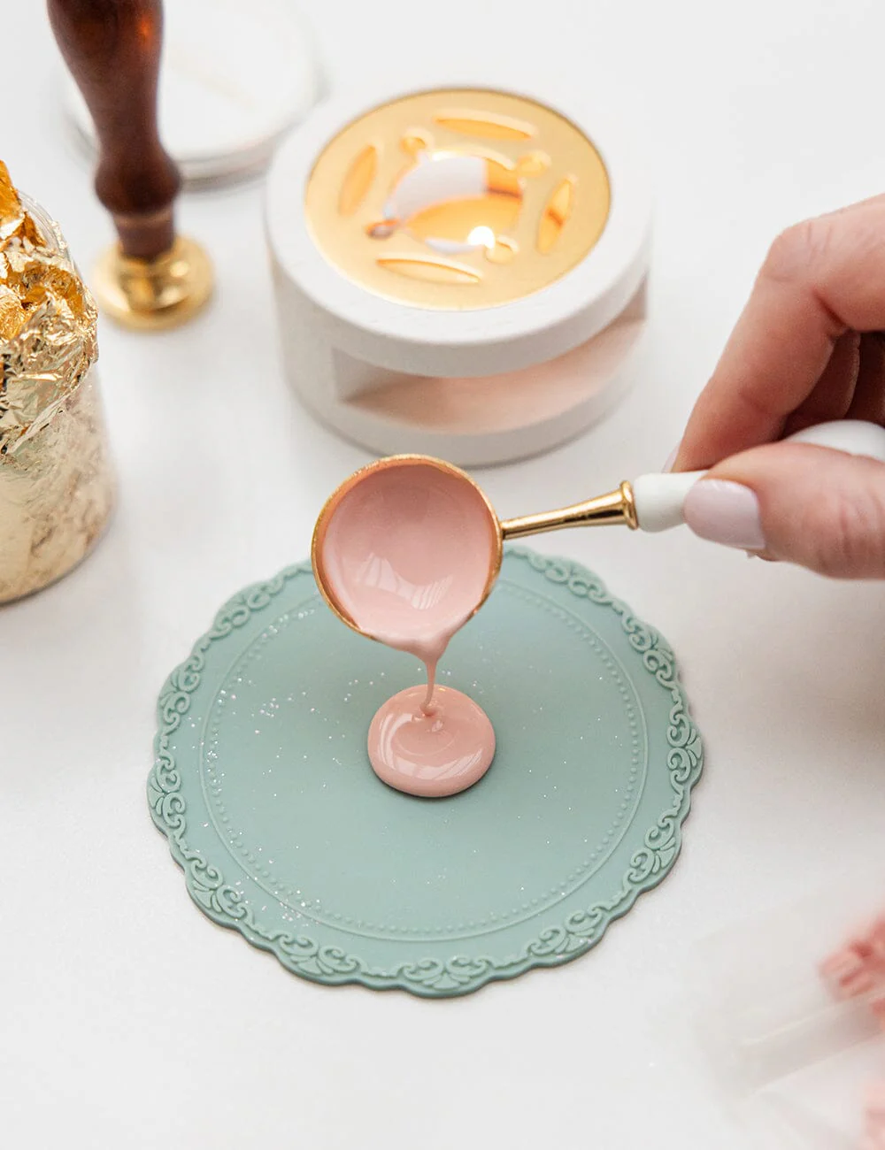 Wax Bead Spoon - White - Image 4